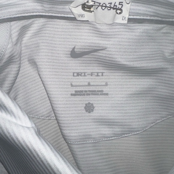 Nike Men Large Dri Fit White/light Grey Stripped Polo (Poly/Spandex) - Picture 6 of 6